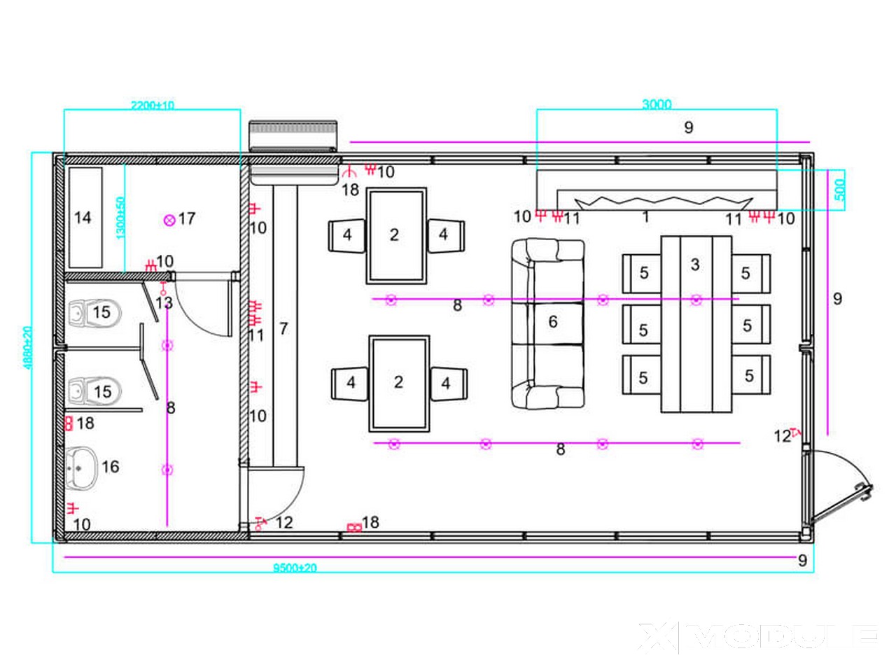 201 Модульний будинок- відділ продажу 4,88х9,5х2,7м